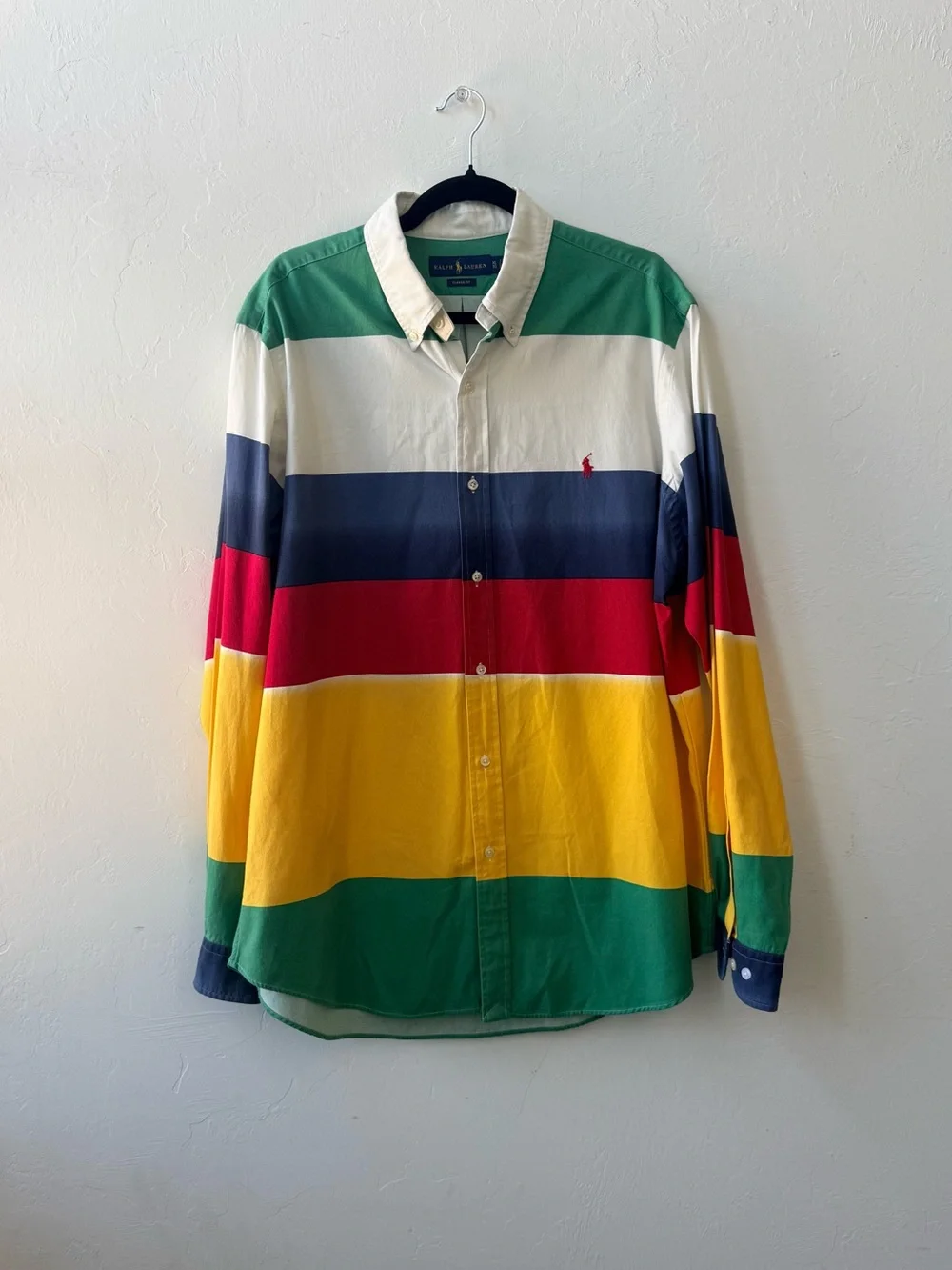 Polo by Ralph Lauren Y2K Multicolor Striped Button-Down Shirt - Green/Yellow/Red
